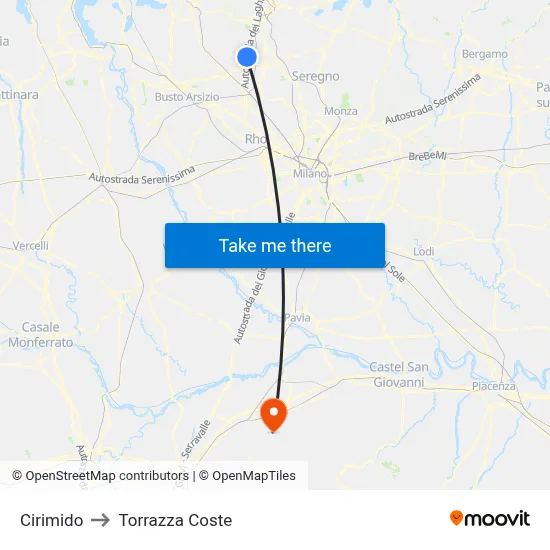 Cirimido to Torrazza Coste map