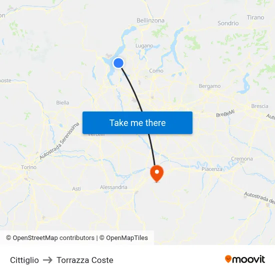 Cittiglio to Torrazza Coste map