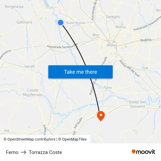 Ferno to Torrazza Coste map