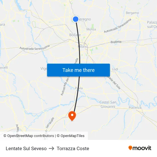 Lentate Sul Seveso to Torrazza Coste map