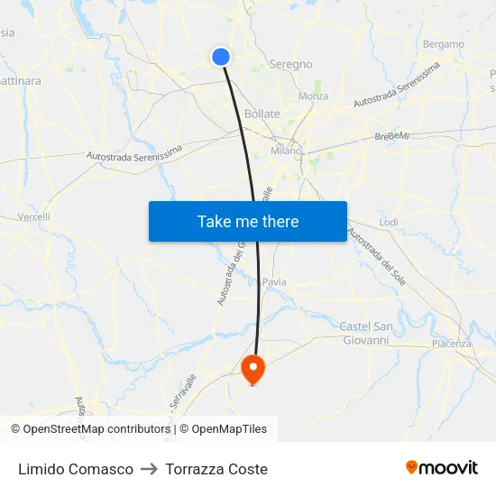 Limido Comasco to Torrazza Coste map