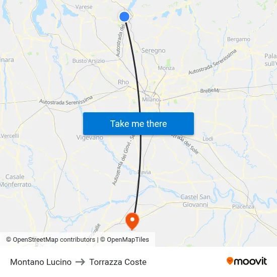 Montano Lucino to Torrazza Coste map