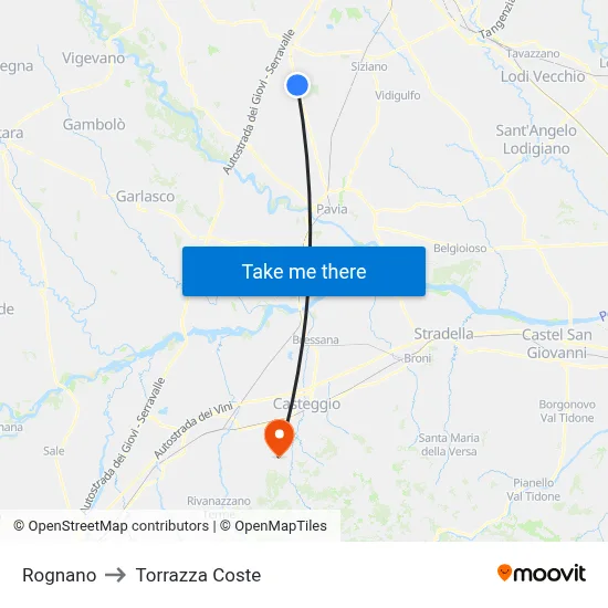 Rognano to Torrazza Coste map