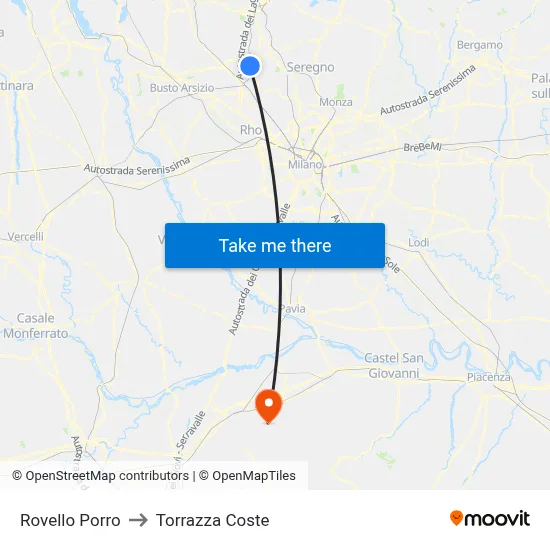 Rovello Porro to Torrazza Coste map