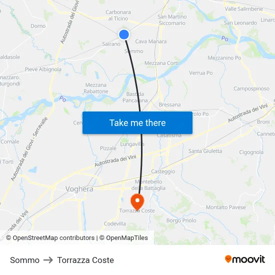 Sommo to Torrazza Coste map