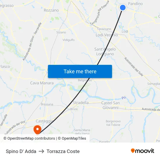Spino D' Adda to Torrazza Coste map