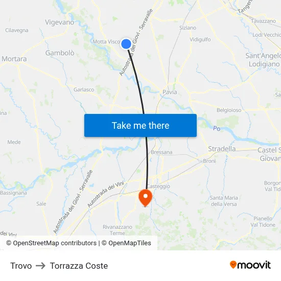 Trovo to Torrazza Coste map