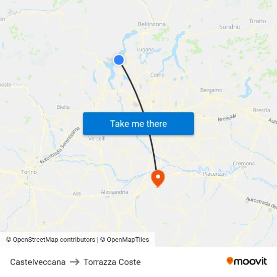 Castelveccana to Torrazza Coste map