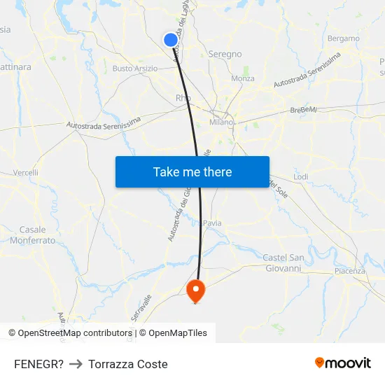 Fenegro to Torrazza Coste map