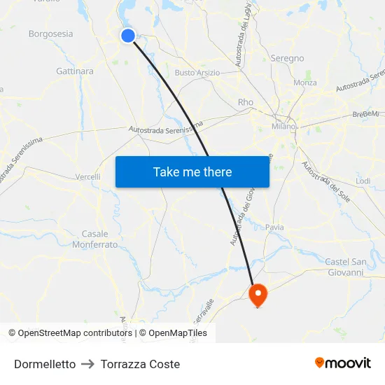 Dormelletto to Torrazza Coste map