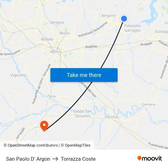 San Paolo D' Argon to Torrazza Coste map