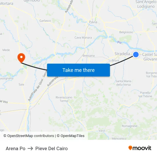Arena Po to Pieve Del Cairo map
