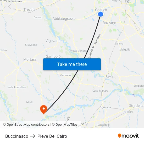 Buccinasco to Pieve Del Cairo map