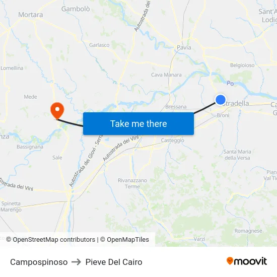 Campospinoso to Pieve Del Cairo map