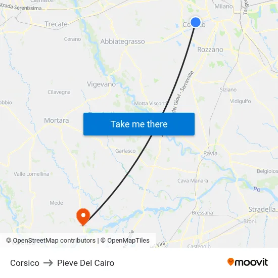 Corsico to Pieve Del Cairo map