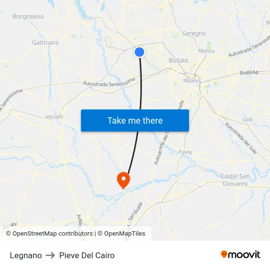 Legnano to Pieve Del Cairo map