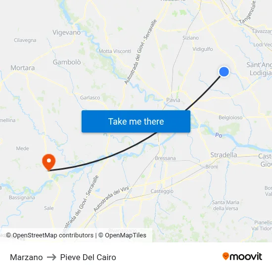 Marzano to Pieve Del Cairo map