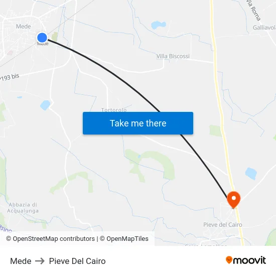 Mede to Pieve Del Cairo map