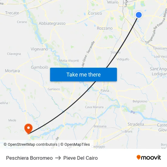 Peschiera Borromeo to Pieve Del Cairo map