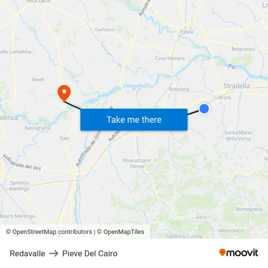 Redavalle to Pieve Del Cairo map