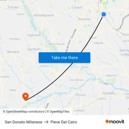 San Donato Milanese to Pieve Del Cairo map