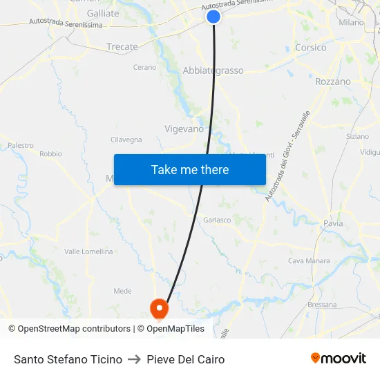 Santo Stefano Ticino to Pieve Del Cairo map