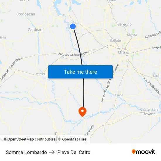 Somma Lombardo to Pieve Del Cairo map