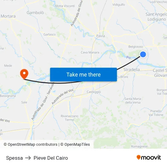 Spessa to Pieve Del Cairo map