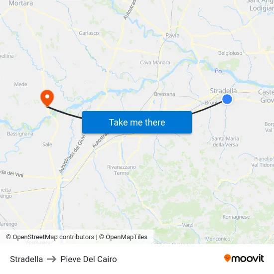 Stradella to Pieve Del Cairo map
