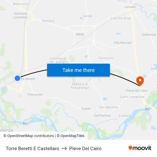 Torre Beretti e Castellaro to Pieve Del Cairo map