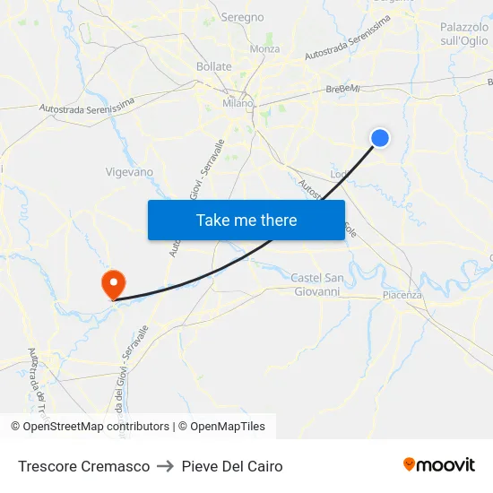 Trescore Cremasco to Pieve Del Cairo map