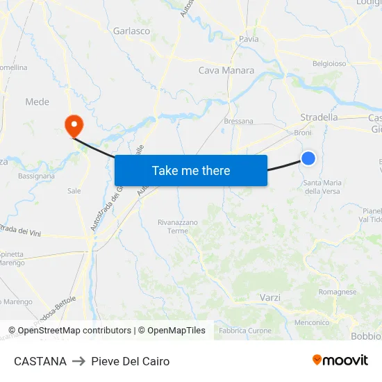 Castana to Pieve Del Cairo map