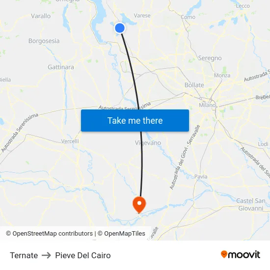 Ternate to Pieve Del Cairo map