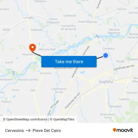 Cervesina to Pieve Del Cairo map