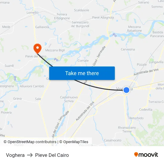 Voghera to Pieve Del Cairo map