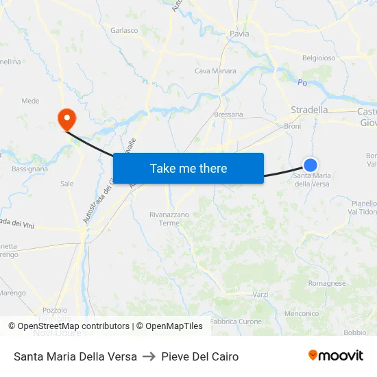 Santa Maria Della Versa to Pieve Del Cairo map