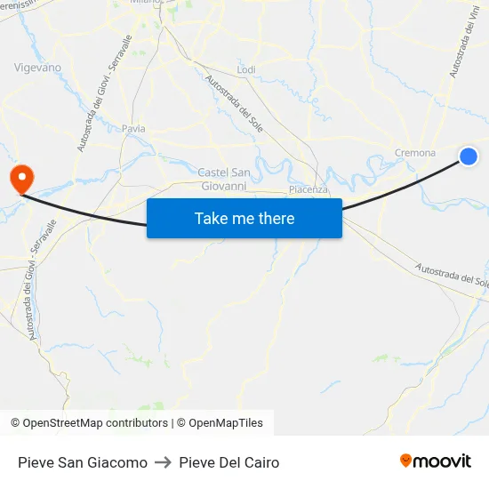 Pieve San Giacomo to Pieve Del Cairo map