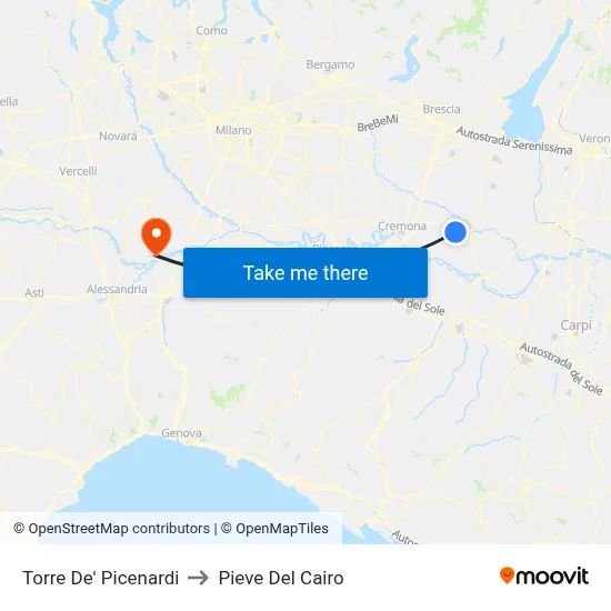 Torre De' Picenardi to Pieve Del Cairo map