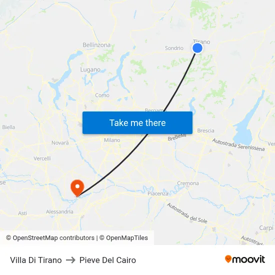 Villa Di Tirano to Pieve Del Cairo map