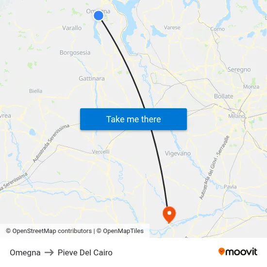 Omegna to Pieve Del Cairo map