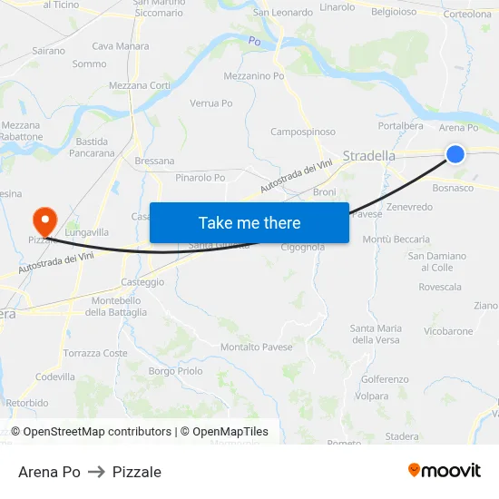 Arena Po to Pizzale map