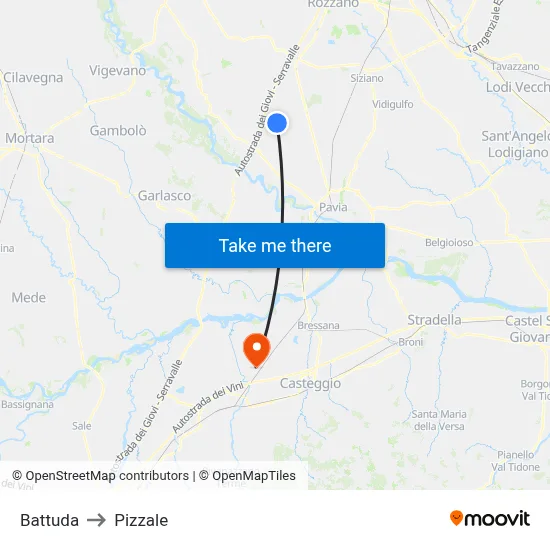 Battuda to Pizzale map