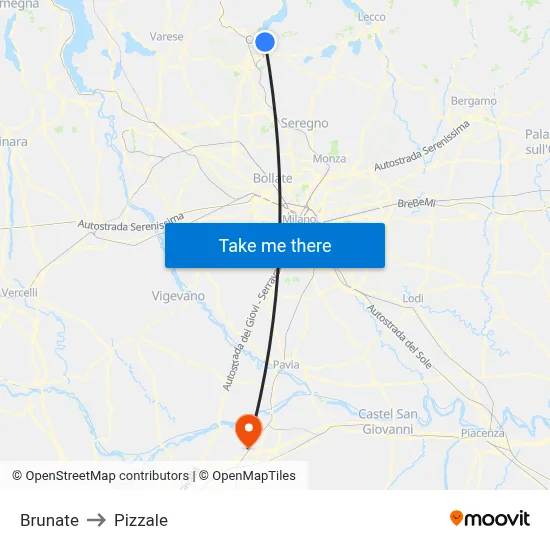Brunate to Pizzale map