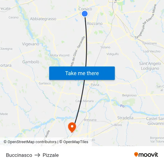 Buccinasco to Pizzale map