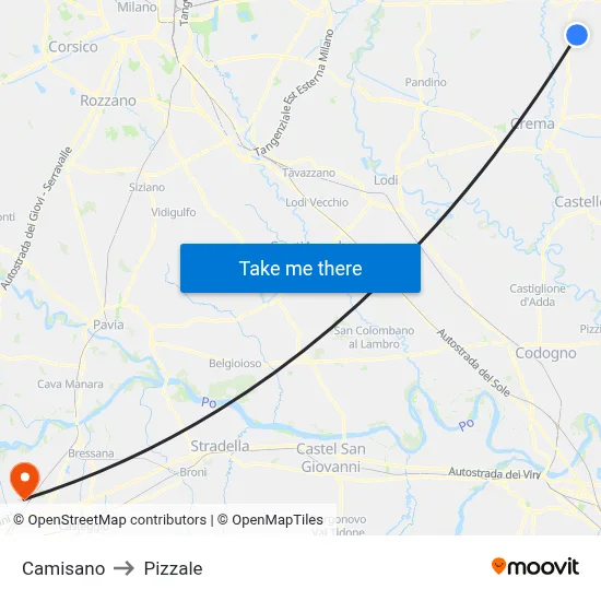 Camisano to Pizzale map