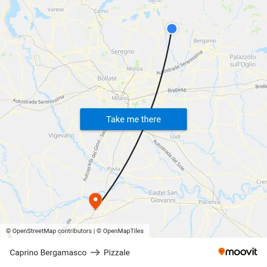 Caprino Bergamasco to Pizzale map