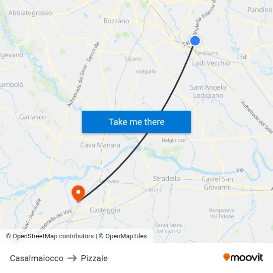 Casalmaiocco to Pizzale map