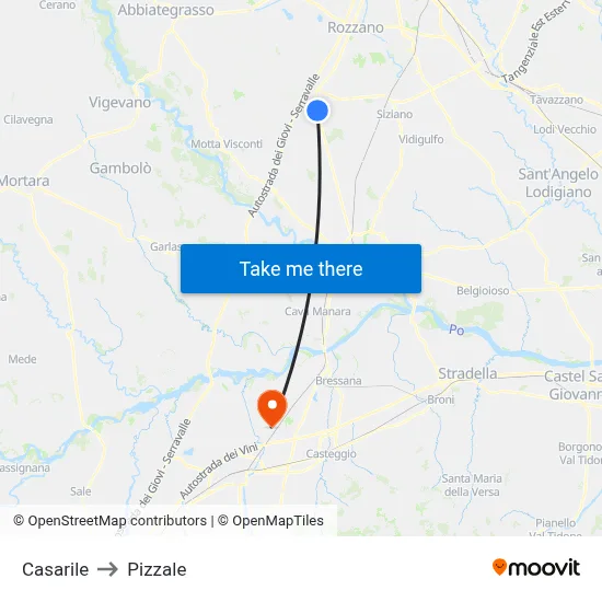 Casarile to Pizzale map