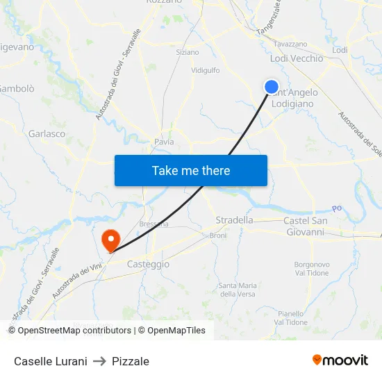 Caselle Lurani to Pizzale map