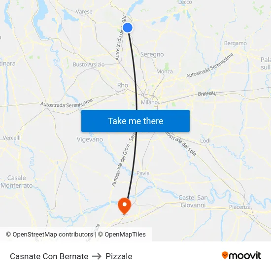 Casnate Con Bernate to Pizzale map
